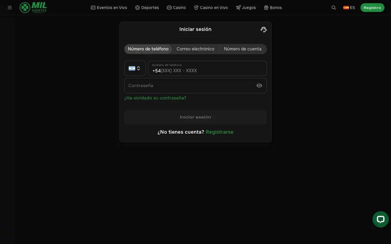 Registra tu cuenta en milsuertes